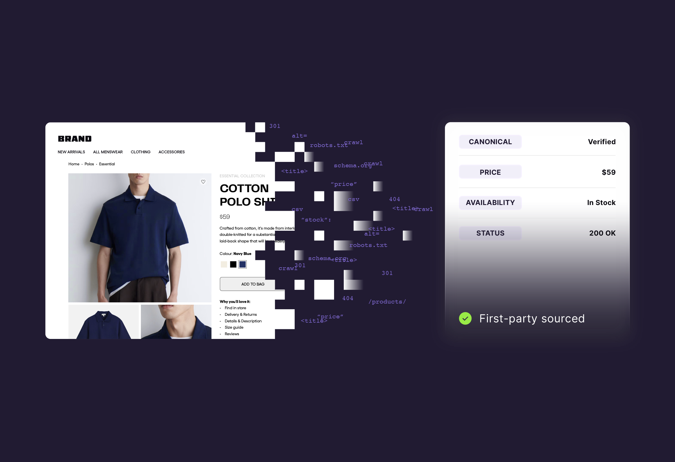 A brand product page whose canonical, price, availability, and status are verified as first-party sourced